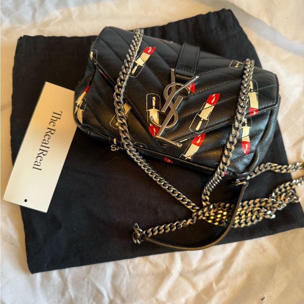 Yves Saint Laurent YSL monogram matelesse mini quilted Lipstick Bag - Picture 14 of 16